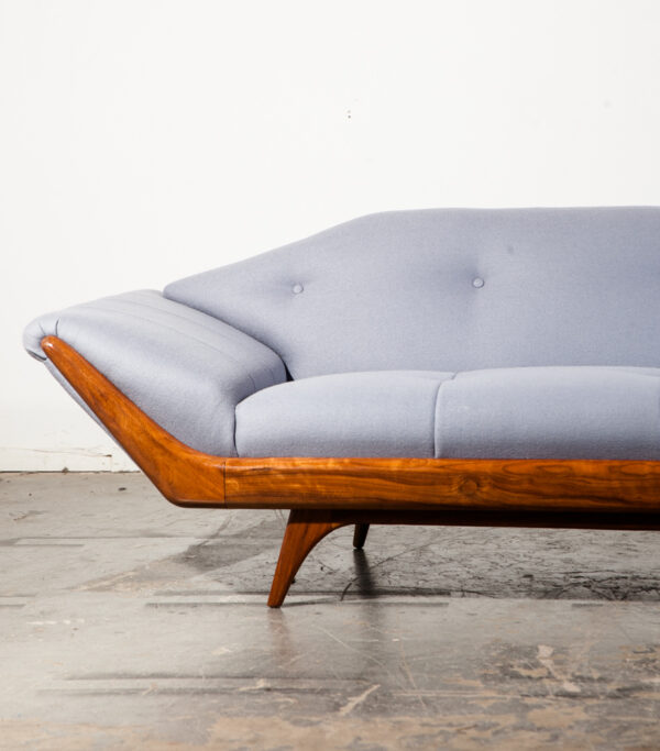 Mid Century Modern Sofa Couch Gondola Thunderbird Flexsteel Adrian Pearsall Gray Solid Walnut Restored Craft Associates - Image 4