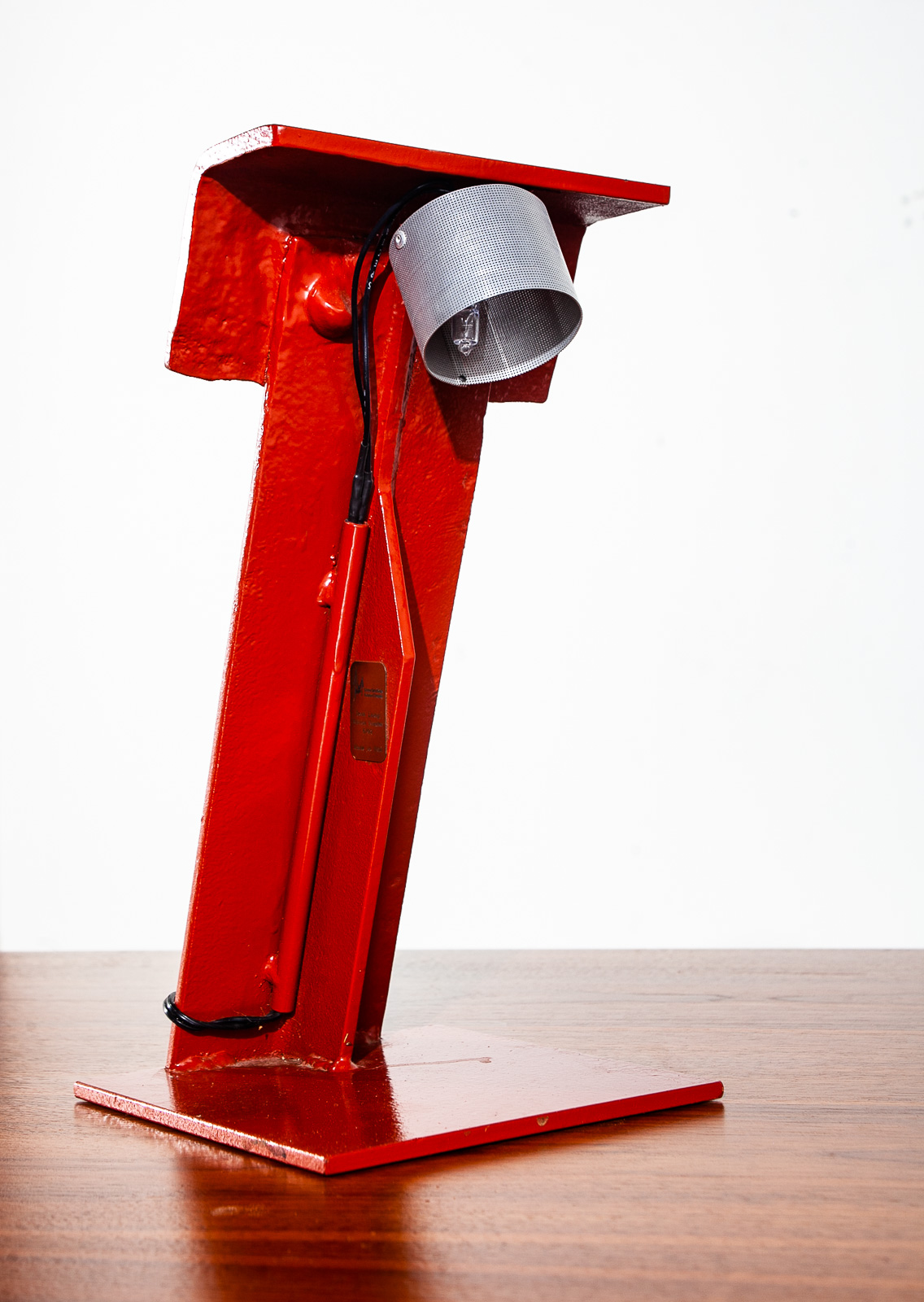 Mid Century Modern Table Lamp Office Metal Golden Gate Bridge Red Furniture Co. - Image 2