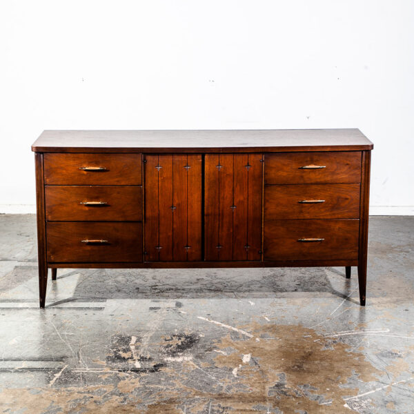 Mid Century Modern Dresser Credenza Broyhill Saga Wide 9 Drawer Walnut Solid Mcm - Image 2