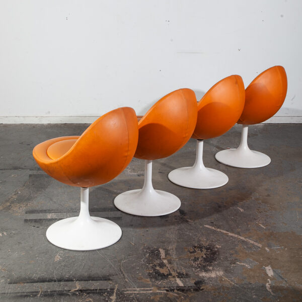 Mid Century Modern Dining Set Borge Johansen Venus Pod Chairs Orange Swedish Mcm Knoll Eero Saarinen Dining Table - Image 5