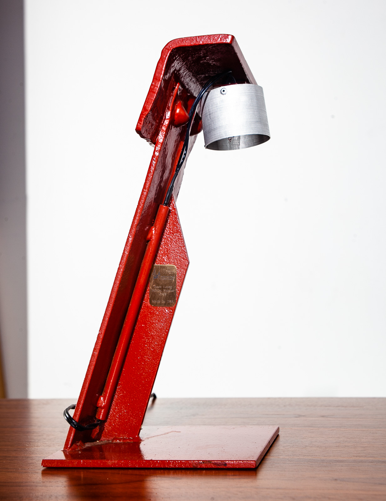 Mid Century Modern Table Lamp Office Metal Golden Gate Bridge Red Furniture Co. - Image 4