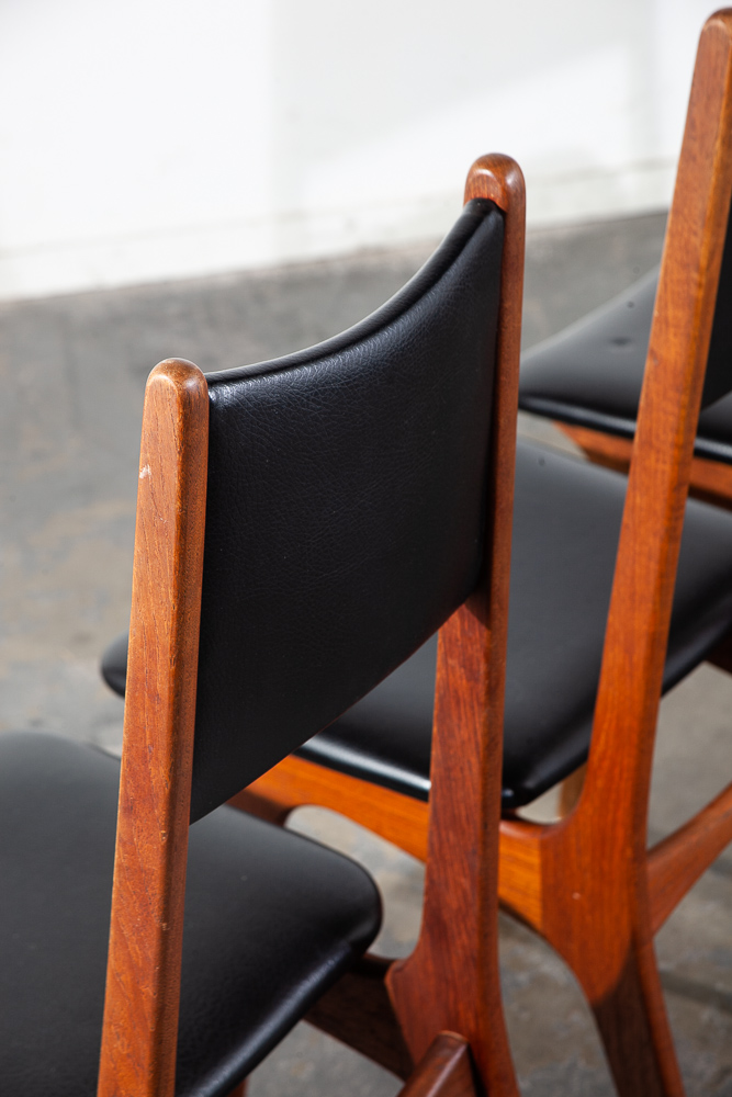 Mid Century Danish Modern Dining Chairs Set 4 Teak Black High Back Vintage Mcm - Image 3