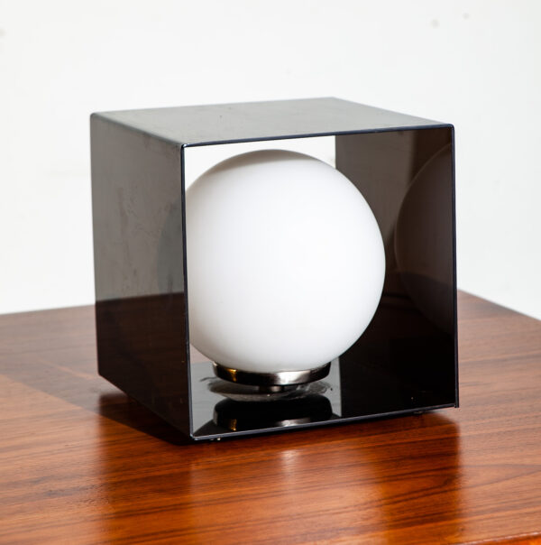 Mid Century Modern Table Lamp Laurel Light Smoked Lucite Acrylic Cube Square M