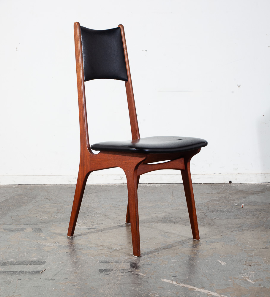Mid Century Danish Modern Dining Chairs Set 4 Teak Black High Back Vintage Mcm - Image 4