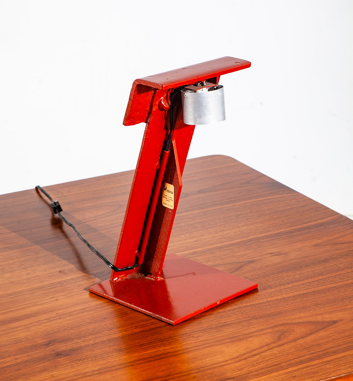 Mid Century Modern Table Lamp Office Metal Golden Gate Bridge Red Furniture Co.