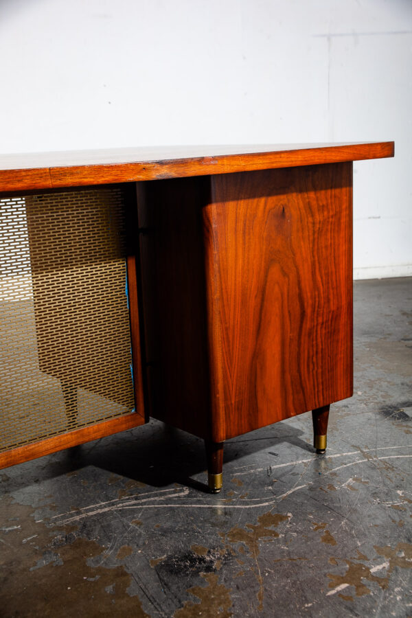 Mid Century Modern Desk Executive Office Stow Davis Boomerang Large Walnut Mcm Wood - Image 10