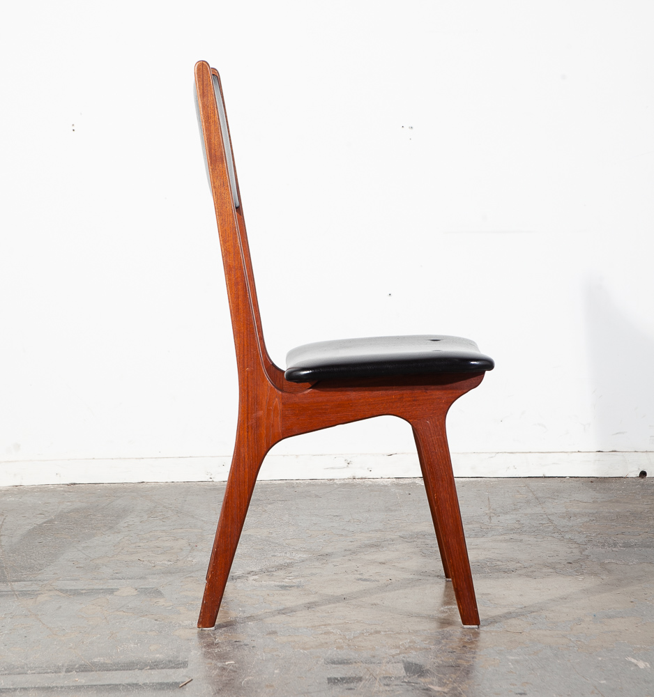 Mid Century Danish Modern Dining Chairs Set 4 Teak Black High Back Vintage Mcm - Image 10
