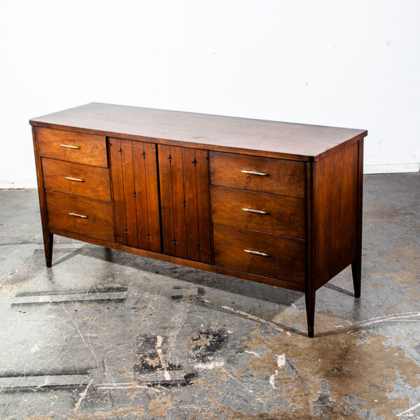 Mid Century Modern Dresser Credenza Broyhill Saga Wide 9 Drawer Walnut Solid Mcm - Image 5