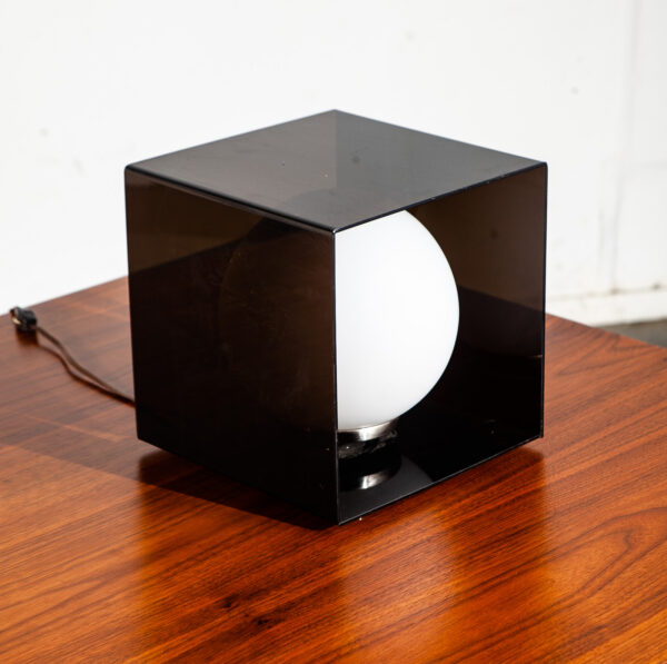 Mid Century Modern Table Lamp Laurel Light Smoked Lucite Acrylic Cube Square M - Image 3