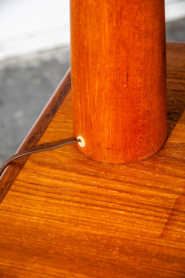 Mid Century Danish Modern Lamp Set Table Light lighting Teak D.T Kunst Denmark Vintage Sculpted Wood - Image 6