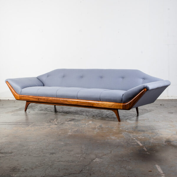 Mid Century Modern Sofa Couch Gondola Thunderbird Flexsteel Adrian Pearsall Gray Solid Walnut Restored Craft Associates