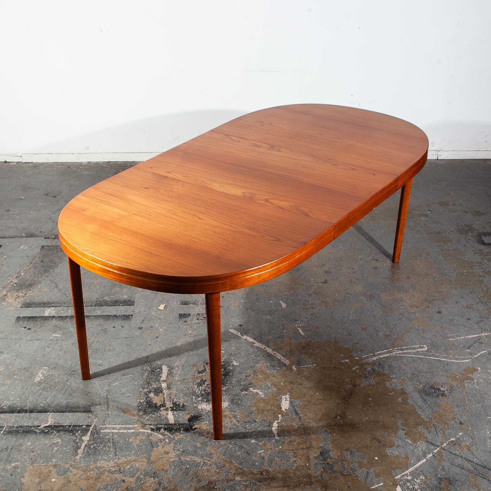 Mid Century Danish Modern Dining Table Teak Skaraborgs Sweden Extension Leaf x2 Large 100 In.