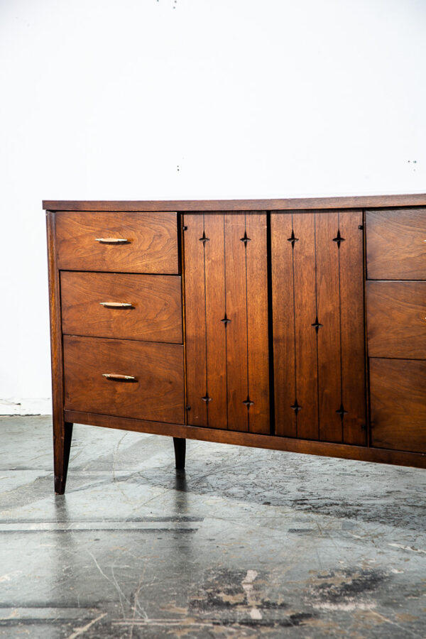 Mid Century Modern Dresser Credenza Broyhill Saga Wide 9 Drawer Walnut Solid Mcm - Image 7