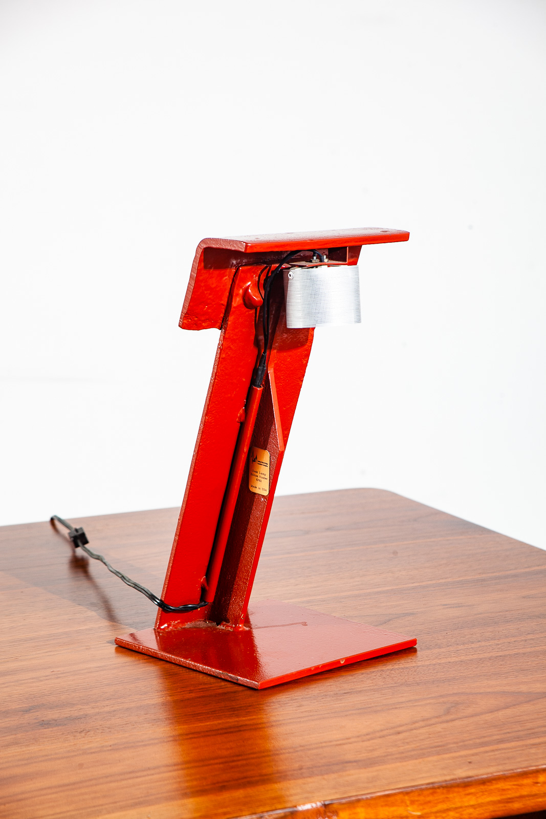 Mid Century Modern Table Lamp Office Metal Golden Gate Bridge Red Furniture Co. - Image 5