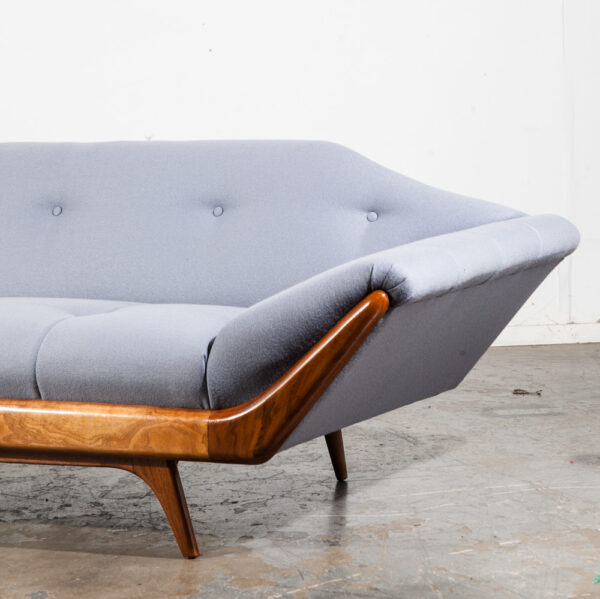 Mid Century Modern Sofa Couch Gondola Thunderbird Flexsteel Adrian Pearsall Gray Solid Walnut Restored Craft Associates - Image 5