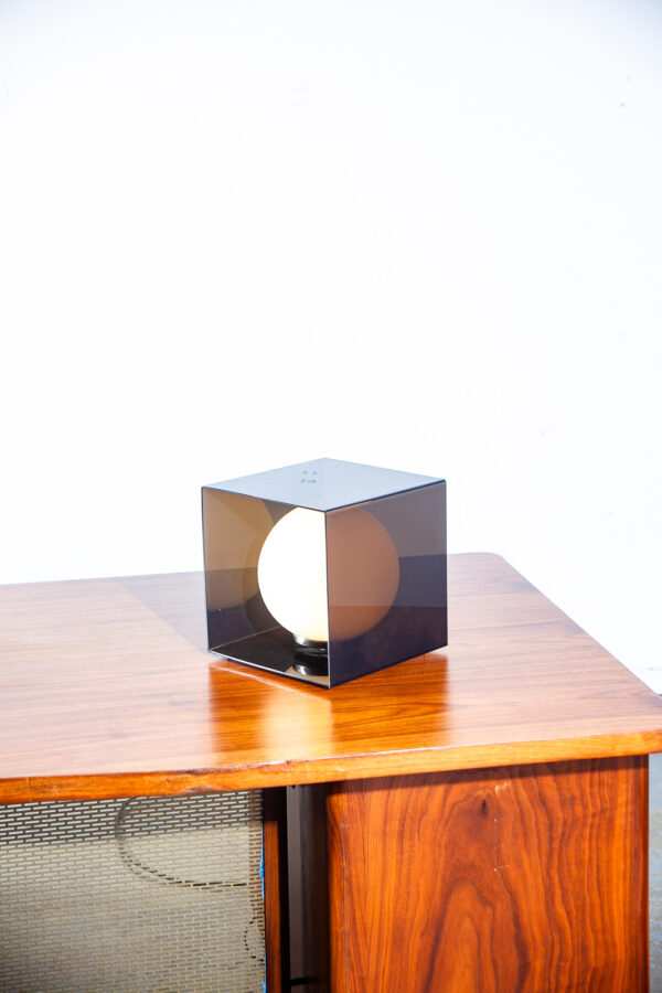 Mid Century Modern Table Lamp Laurel Light Smoked Lucite Acrylic Cube Square M - Image 5