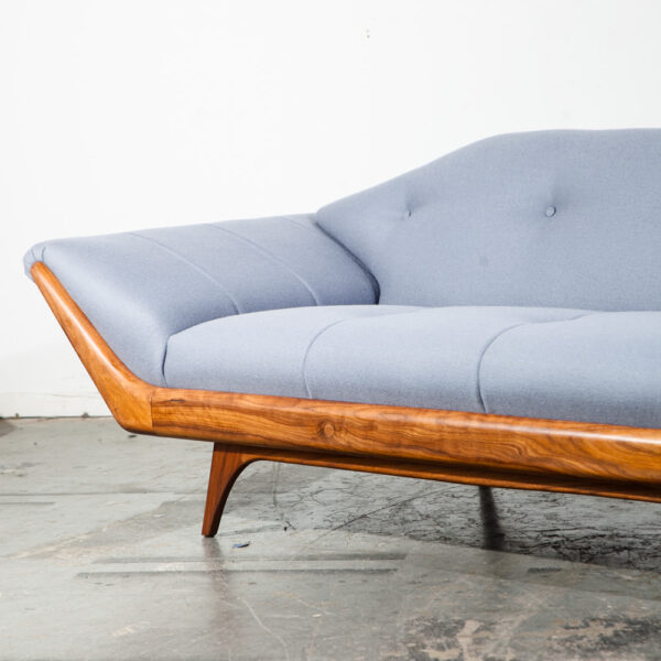 Mid Century Modern Sofa Couch Gondola Thunderbird Flexsteel Adrian Pearsall Gray Solid Walnut Restored Craft Associates - Image 6