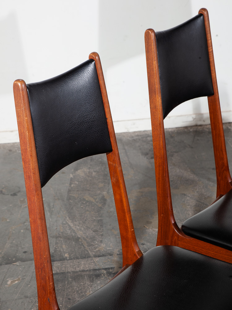 Mid Century Danish Modern Dining Chairs Set 4 Teak Black High Back Vintage Mcm - Image 8
