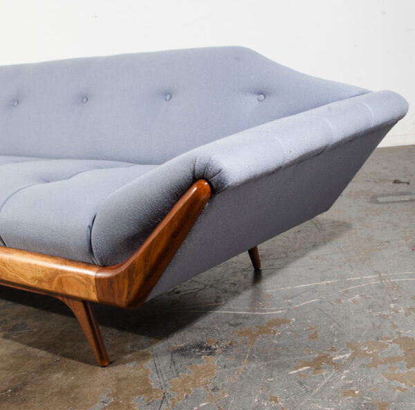 Mid Century Modern Sofa Couch Gondola Thunderbird Flexsteel Adrian Pearsall Gray Solid Walnut Restored Craft Associates - Image 9