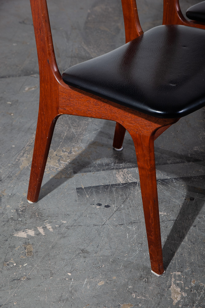 Mid Century Danish Modern Dining Chairs Set 4 Teak Black High Back Vintage Mcm - Image 5