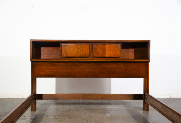 Mid Century Modern United Furniture Diamond Walnut Queen Bed Frame Storage MCM - Image 4