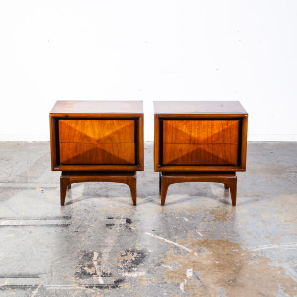 Mid Century Modern Nighstands End Side Tables Diamond United Furniture Company Pair Mcm Vintage - Image 3