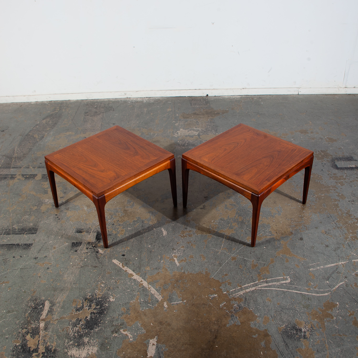 Mid Century Modern End Tables Side Lane Square Walnut Low Cube Nightstands Mcm