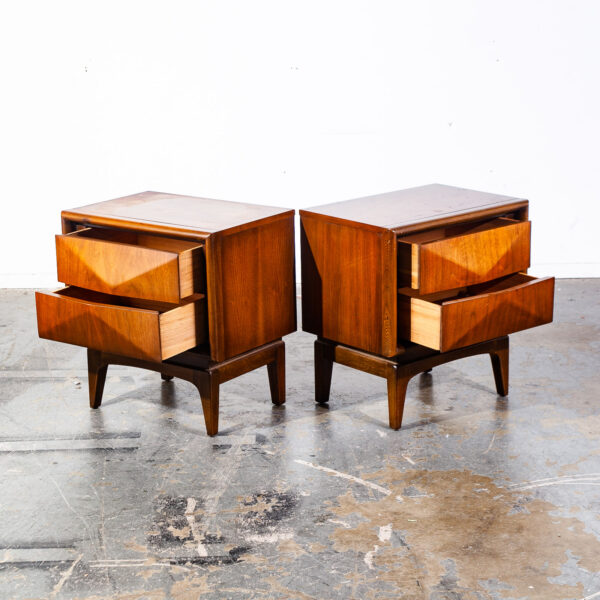 Mid Century Modern Nighstands End Side Tables Diamond United Furniture Company Pair Mcm Vintage - Image 2