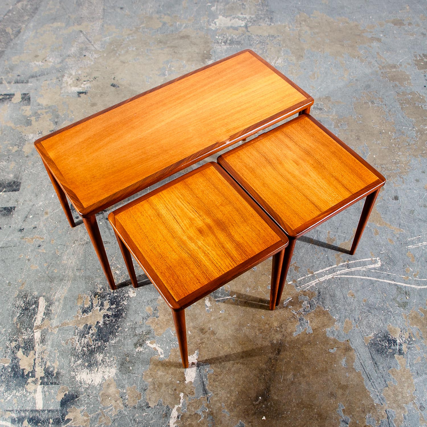 Mid Century Danish Modern Nesting Tables Set 3 Teak Wood Vintage Side End Coffee - Image 2