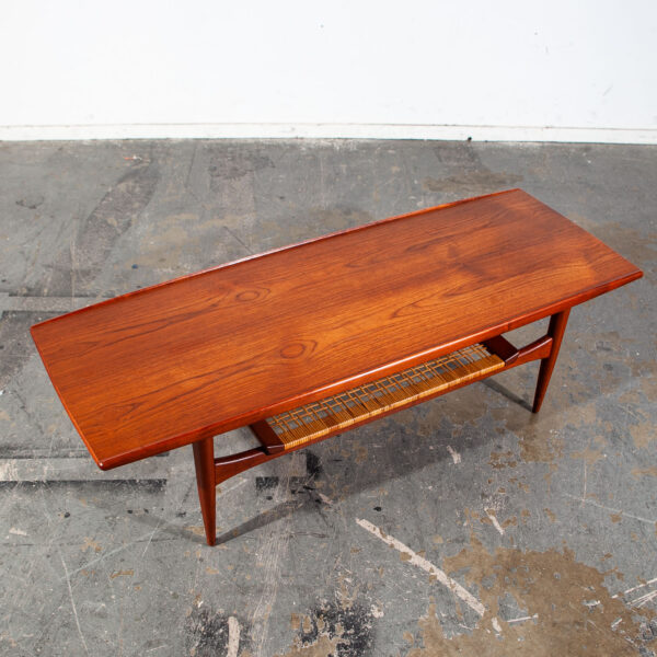 Mid Century Danish Modern Coffee Table Moreddi Kristensen Thomassen Teak Cane NM