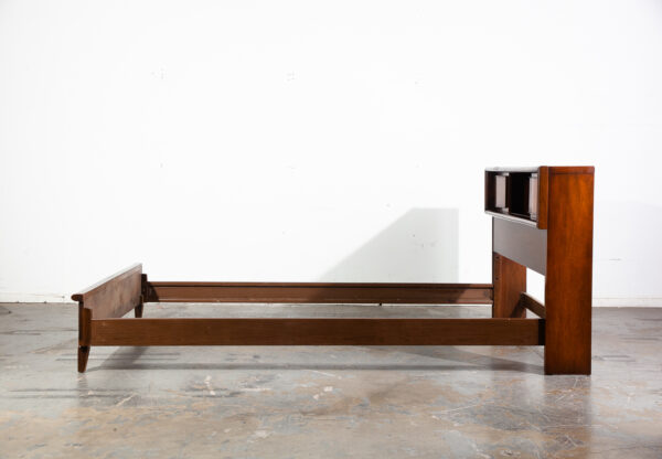Mid Century Modern United Furniture Diamond Walnut Queen Bed Frame Storage MCM - Image 2