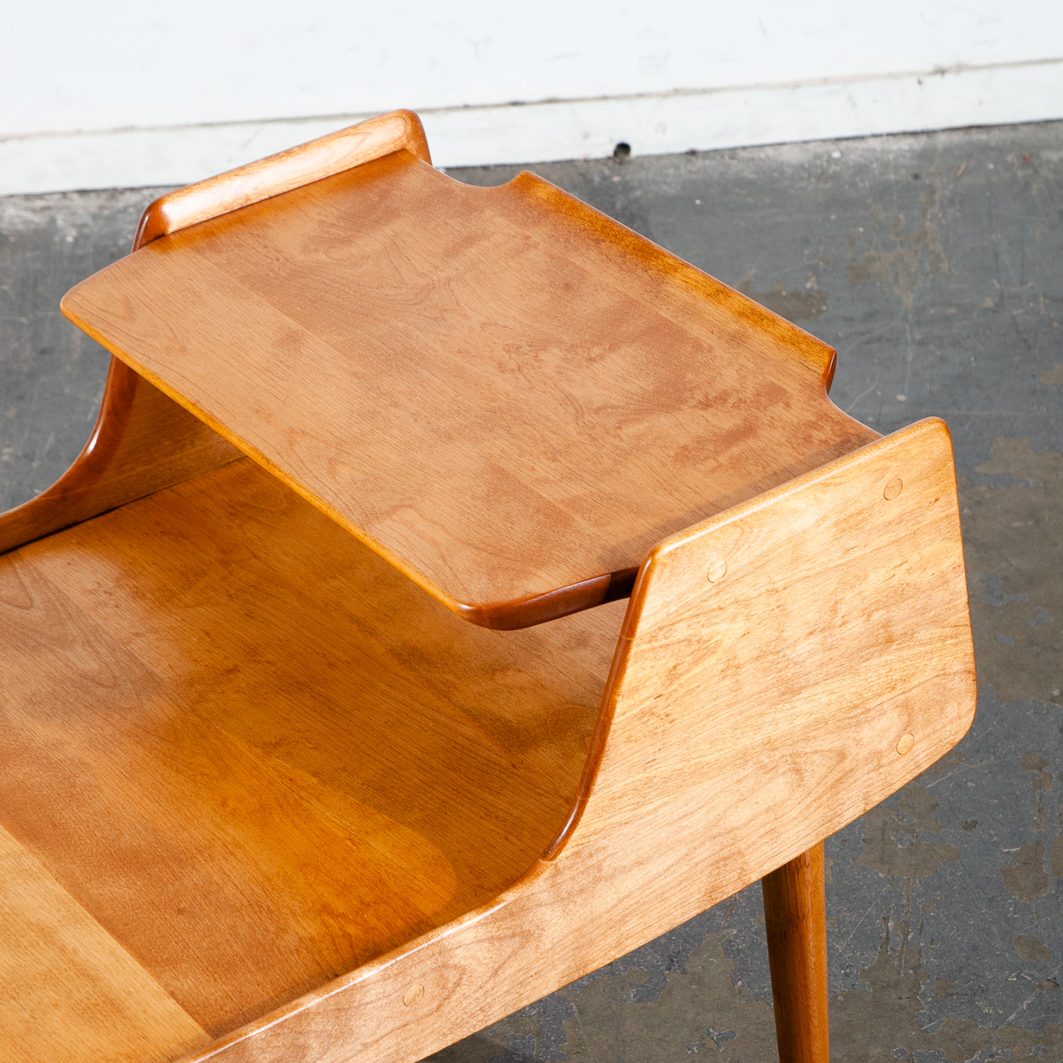 Mid Century Modern Blond Step End Table Russel Wright Conant Ball Furniture MCM Vintage Solid Birch Wood Refinished - Image 12