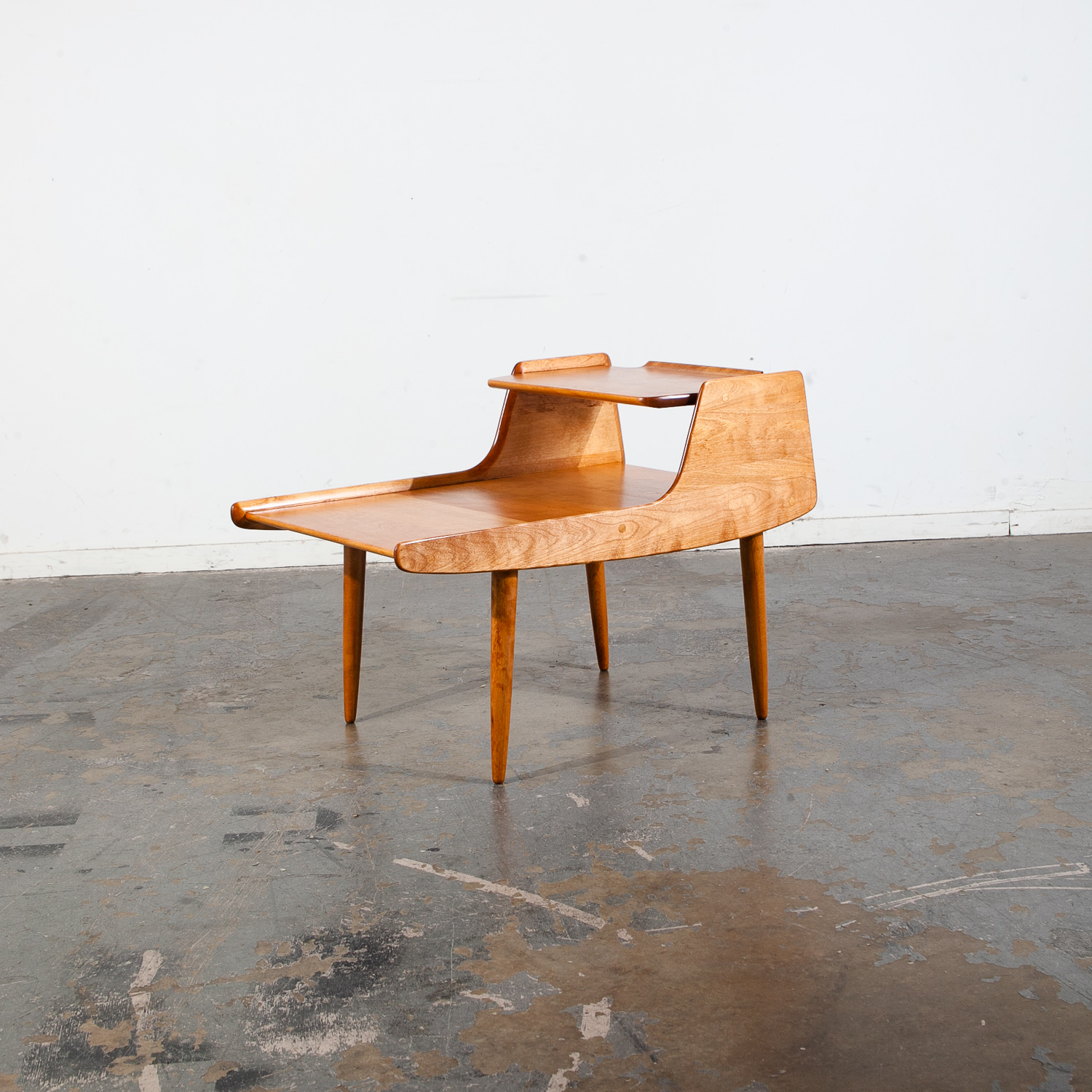 Mid Century Modern Blond Step End Table Russel Wright Conant Ball Furniture MCM Vintage Solid Birch Wood Refinished - Image 4