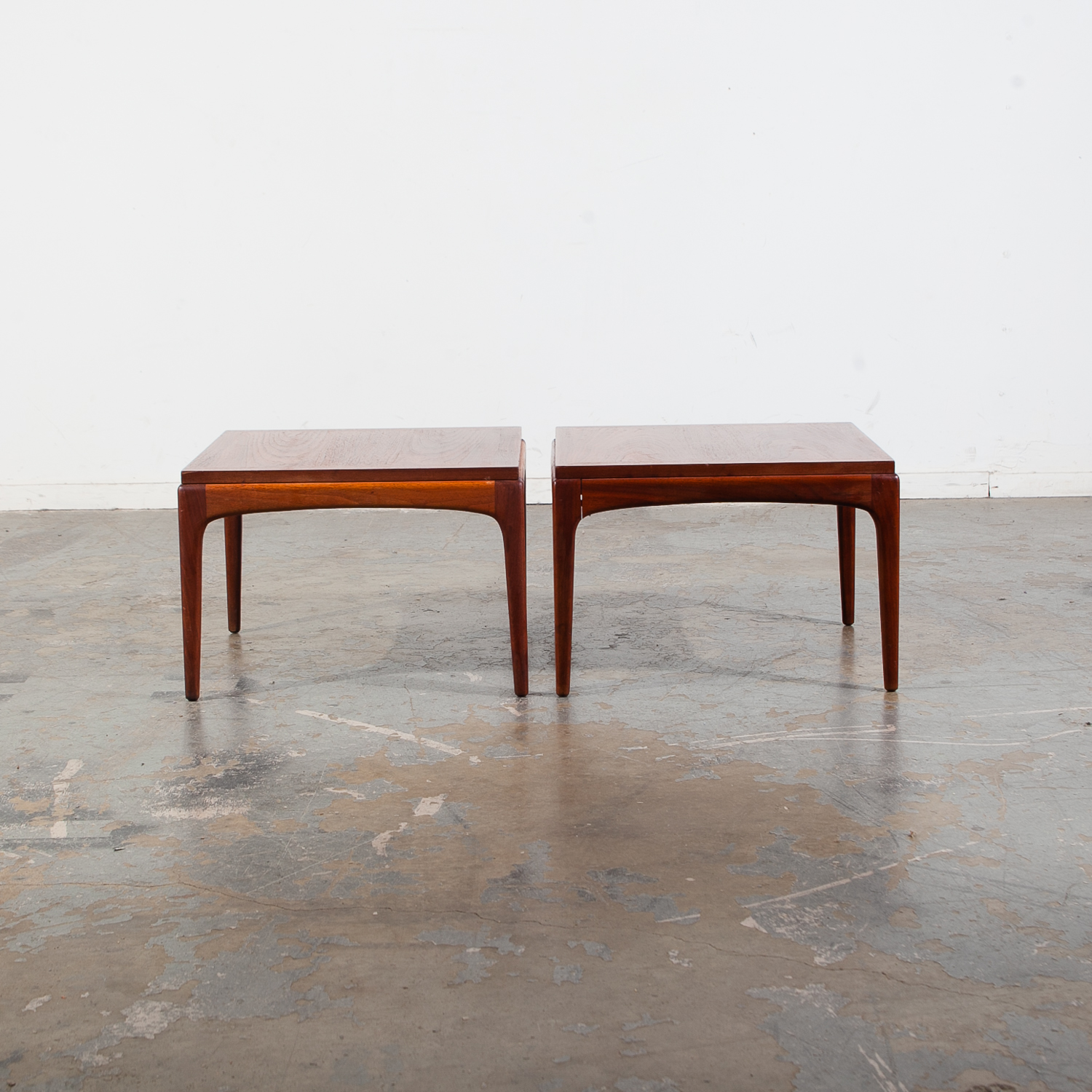 Mid Century Modern End Tables Side Lane Square Walnut Low Cube Nightstands Mcm - Image 3