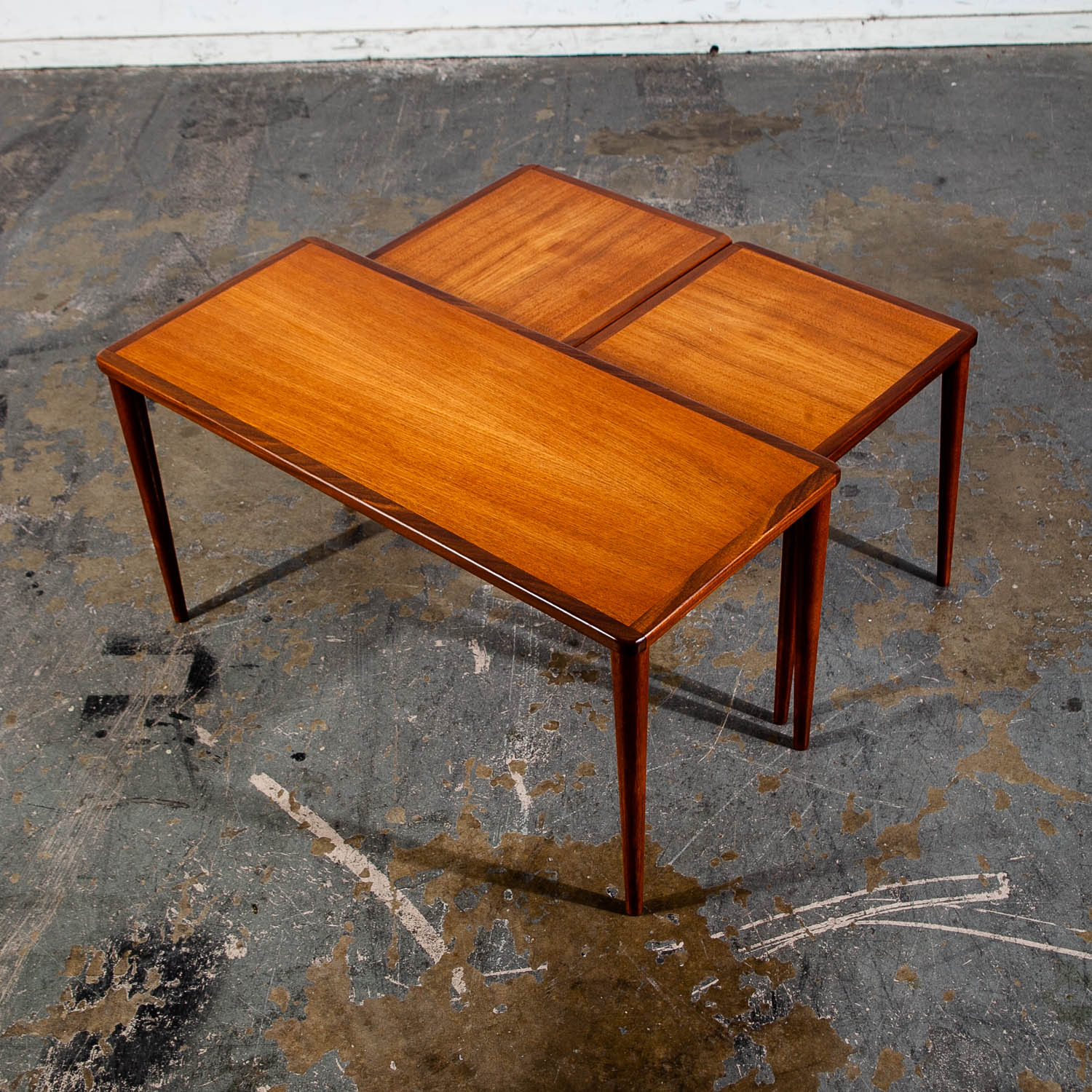 Mid Century Danish Modern Nesting Tables Set 3 Teak Wood Vintage Side End Coffee - Image 7