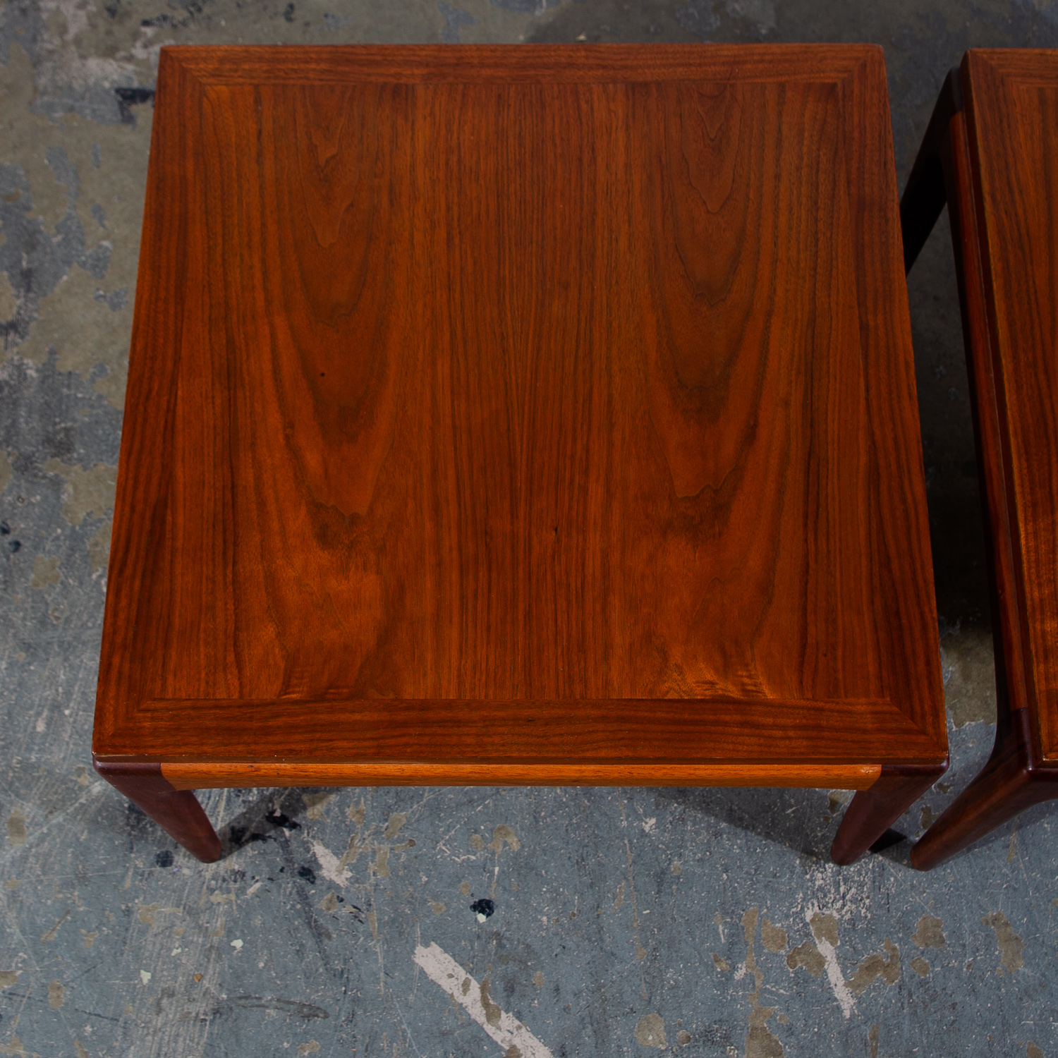Mid Century Modern End Tables Side Lane Square Walnut Low Cube Nightstands Mcm - Image 9