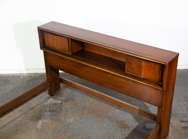 Mid Century Modern United Furniture Diamond Walnut Queen Bed Frame Storage MCM - Image 6