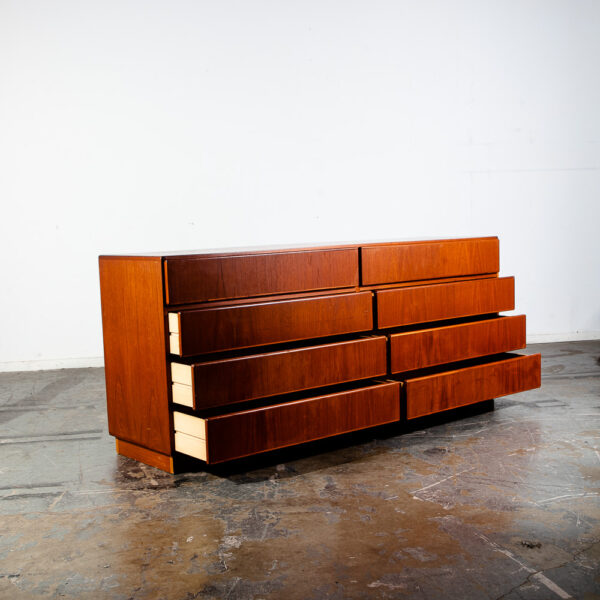 Mid Century Danish Modern Dresser Low Solid Teak Komfort Denmark 8 Drawer Vintage MCM Large Wide - Image 2