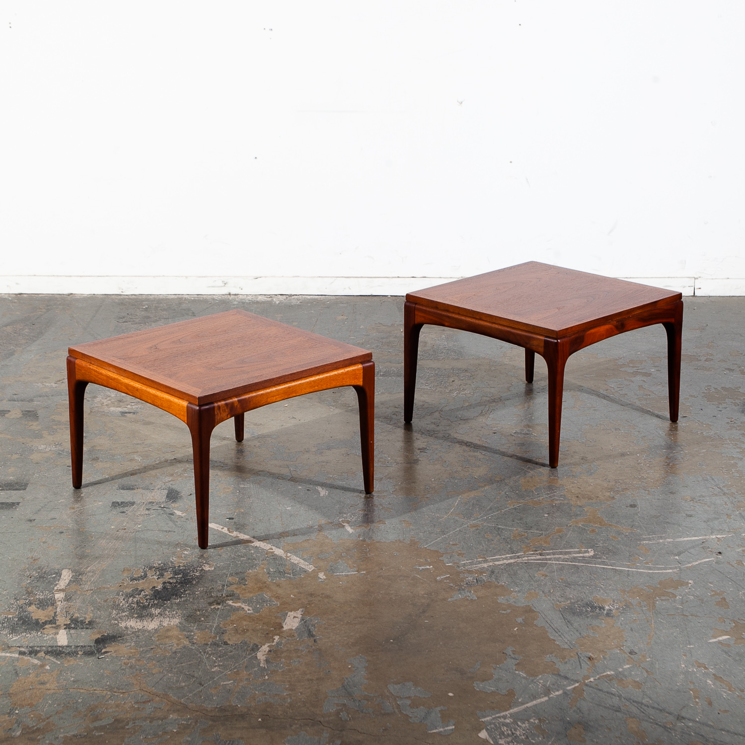 Mid Century Modern End Tables Side Lane Square Walnut Low Cube Nightstands Mcm - Image 2