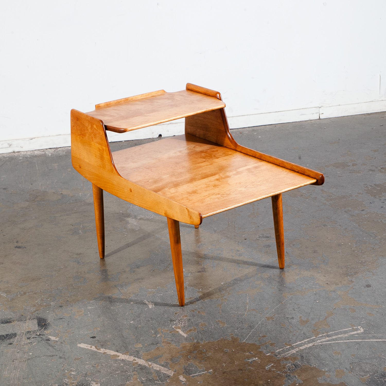 Mid Century Modern Blond Step End Table Russel Wright Conant Ball Furniture MCM Vintage Solid Birch Wood Refinished - Image 3