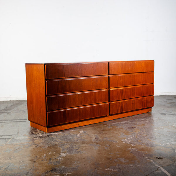 Mid Century Danish Modern Dresser Low Solid Teak Komfort Denmark 8 Drawer Vintage MCM Large Wide