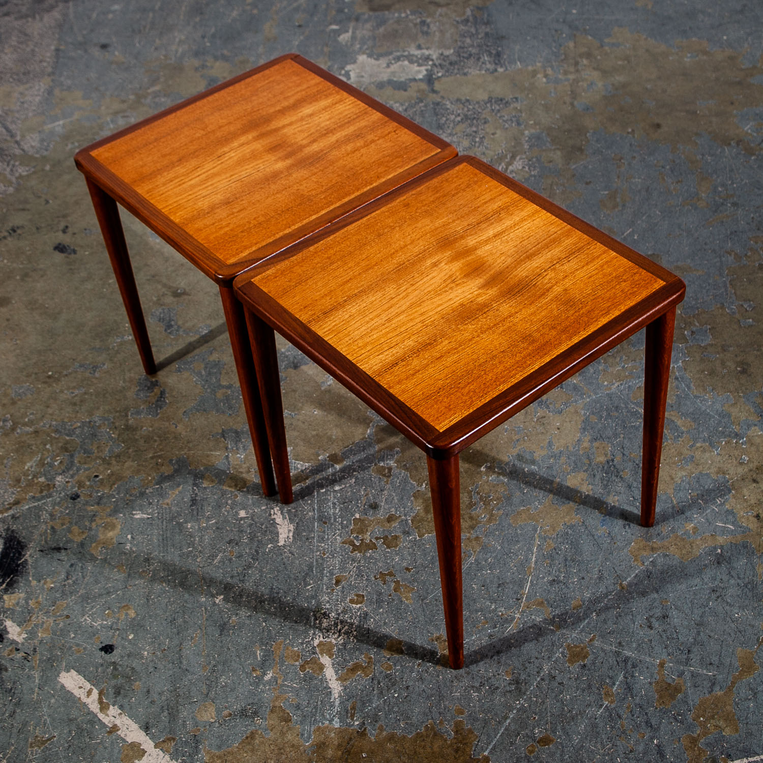 Mid Century Danish Modern Nesting Tables Set 3 Teak Wood Vintage Side End Coffee - Image 4