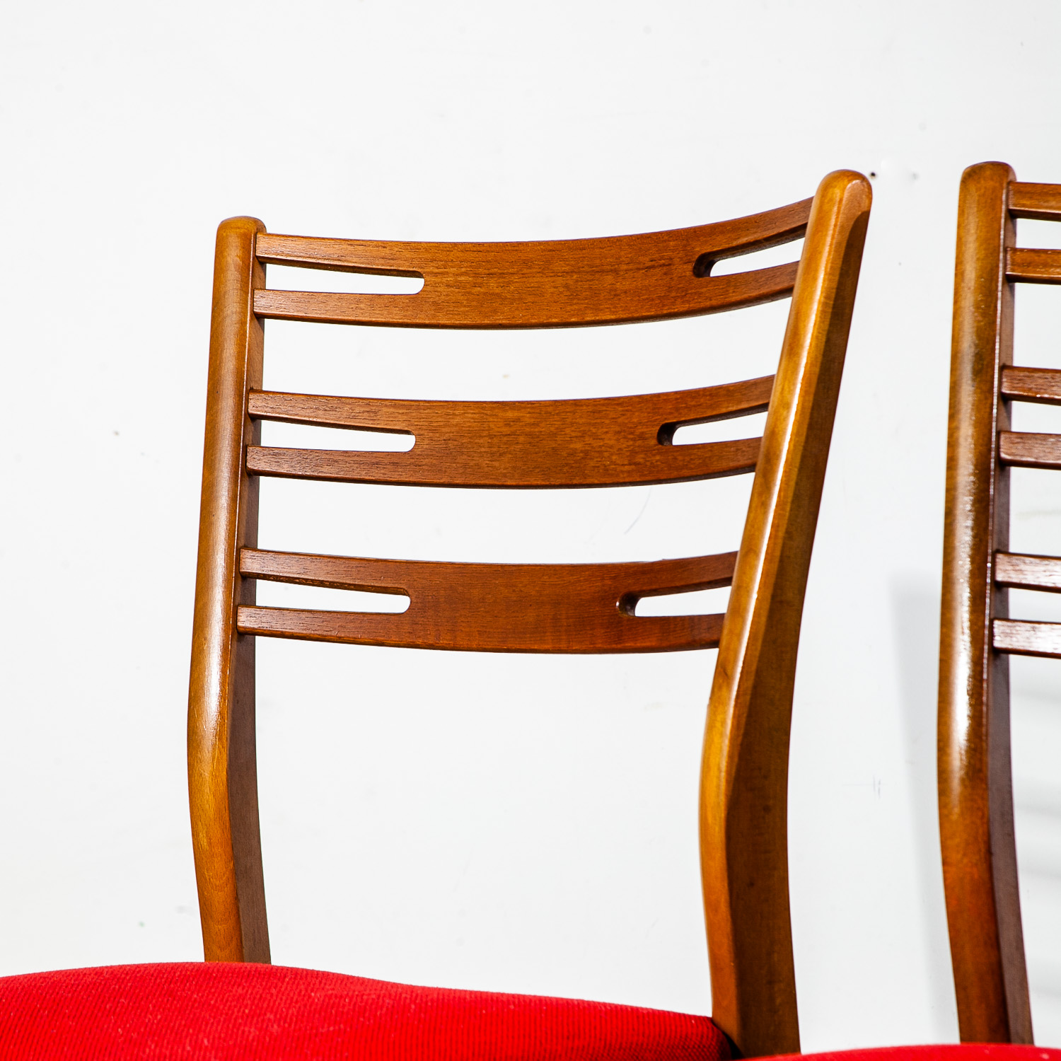 Mid Century Danish Modern Dining Chairs Set 4 Farstrup Mobler Model 219 Teak Red Beech Wood - Image 5