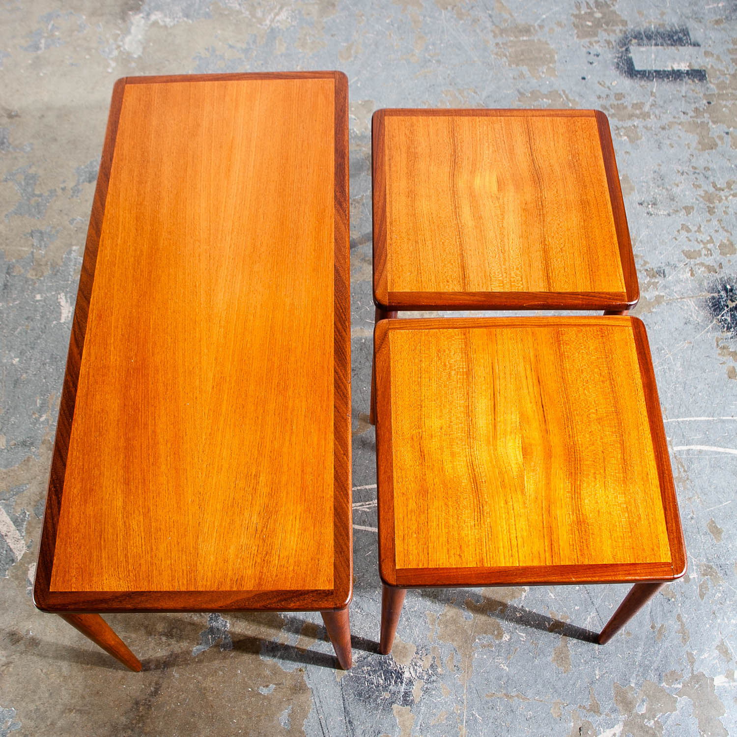 Mid Century Danish Modern Nesting Tables Set 3 Teak Wood Vintage Side End Coffee - Image 3