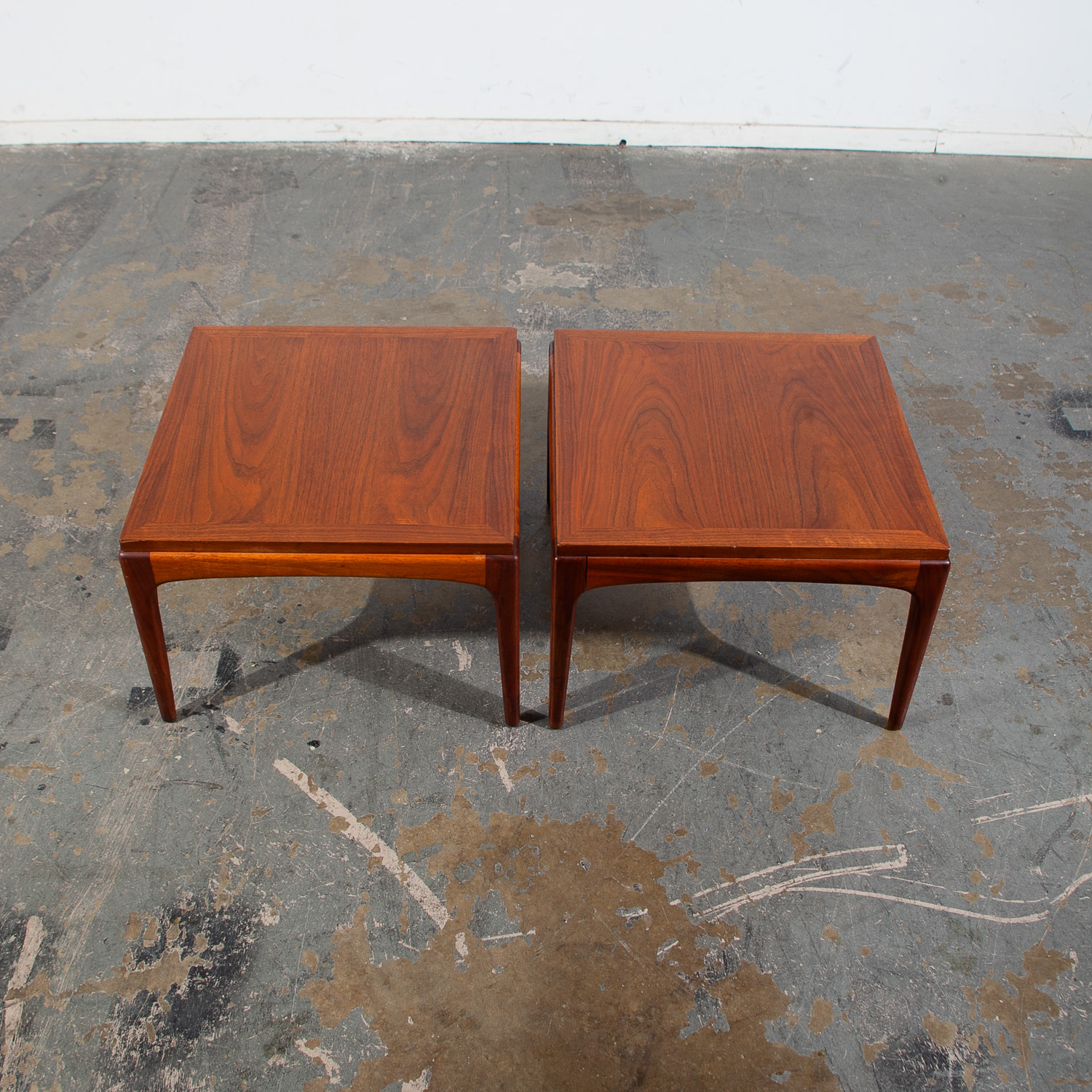 Mid Century Modern End Tables Side Lane Square Walnut Low Cube Nightstands Mcm - Image 5