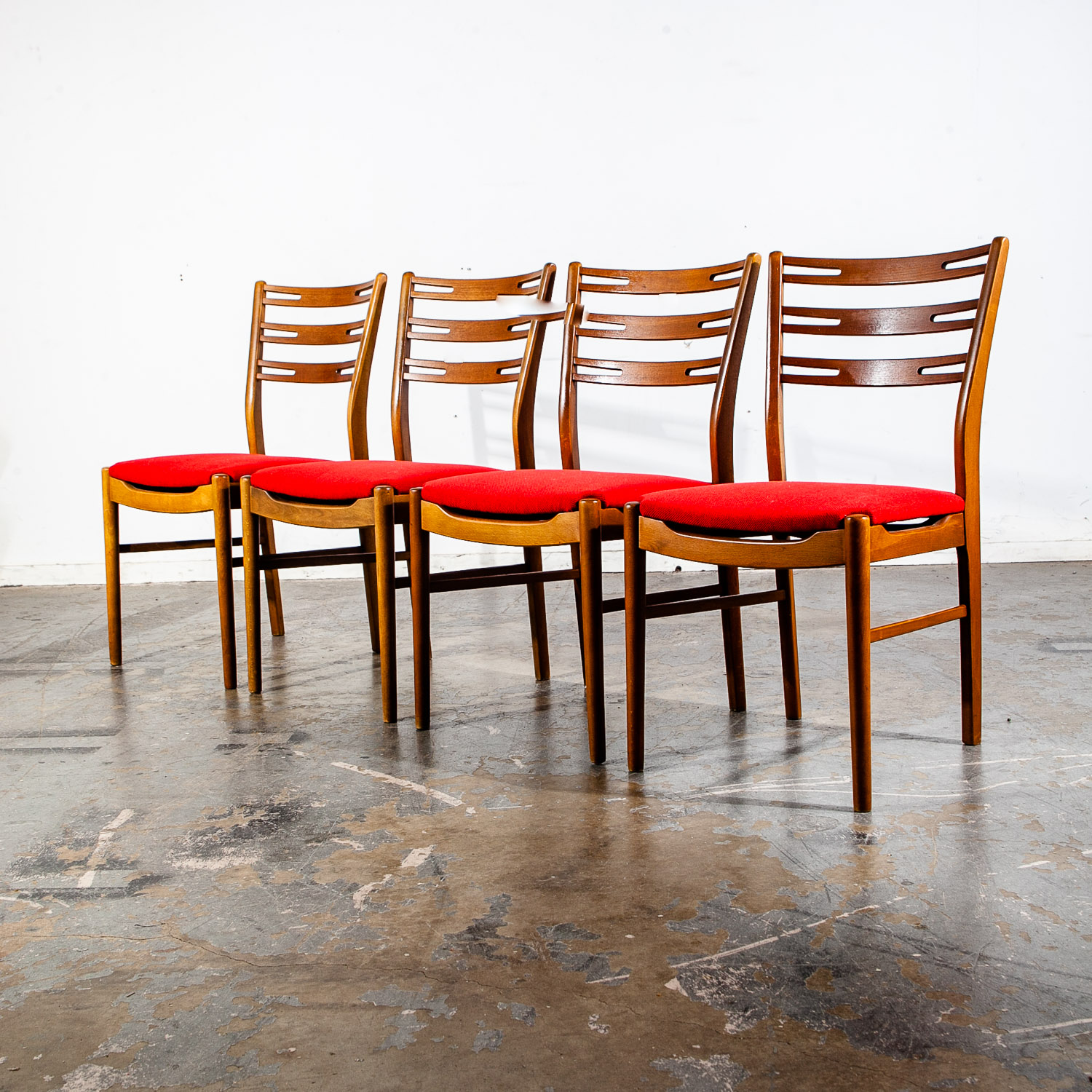 Mid Century Danish Modern Dining Chairs Set 4 Farstrup Mobler Model 219 Teak Red Beech Wood - Image 4