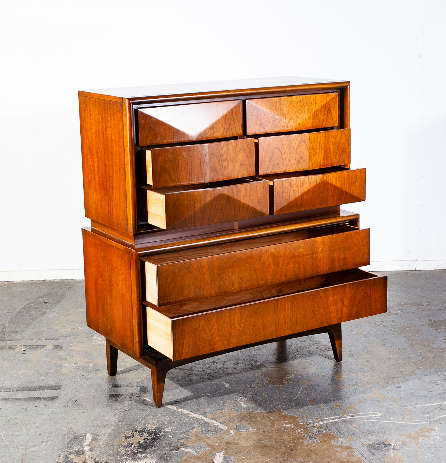 Mid Century Modern Highboy Dresser Diamond Front United Furniture Vintage Mid Century Sacramento