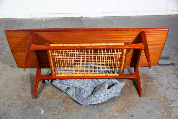 Mid Century Danish Modern Coffee Table Moreddi Kristensen Thomassen Teak Cane NM - Image 6