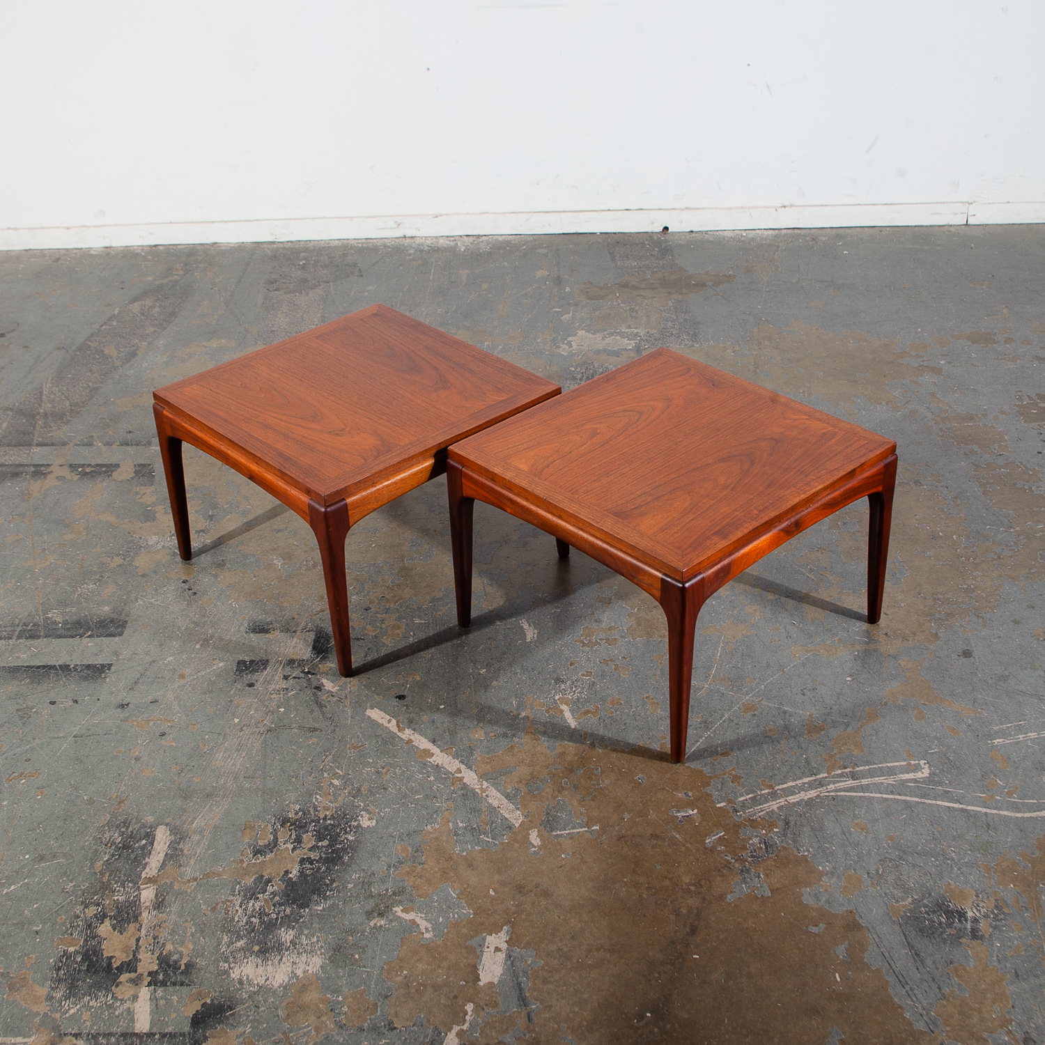 Mid Century Modern End Tables Side Lane Square Walnut Low Cube Nightstands Mcm - Image 6