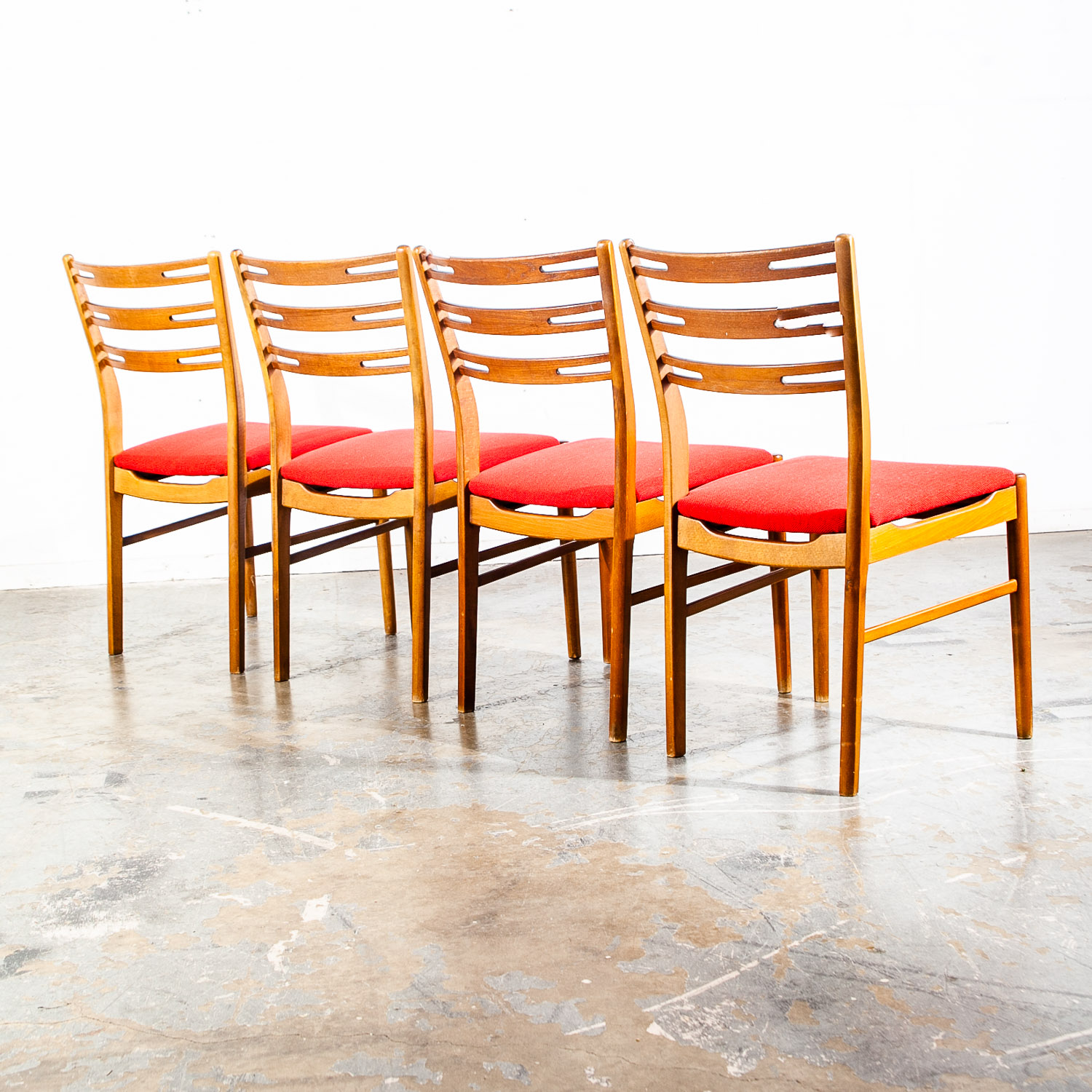 Mid Century Danish Modern Dining Chairs Set 4 Farstrup Mobler Model 219 Teak Red Beech Wood - Image 2